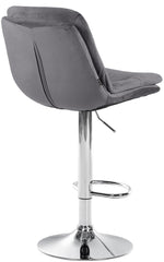 Barhocker Laurel Samt chrom - dunkelgrau