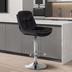 Barhocker Laurel Samt chrom - schwarz