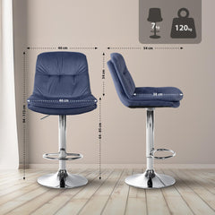 Barhocker Laurel Samt chrom - blau