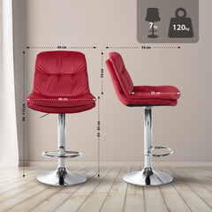 Barhocker Laurel Samt chrom - rot
