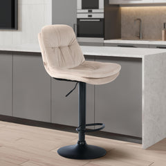 Barhocker Laurel Samt schwarz - creme