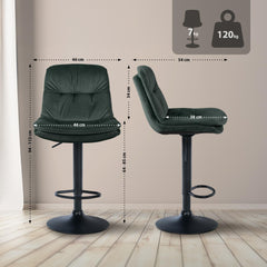 Barhocker Laurel Samt schwarz - dunkelgr�n