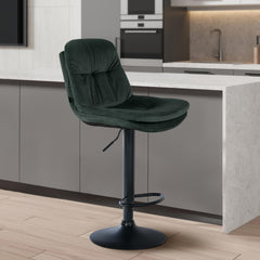 Barhocker Laurel Samt schwarz - dunkelgr�n