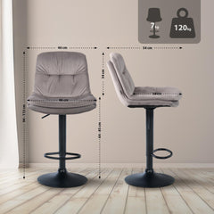Barhocker Laurel Samt schwarz - grau