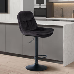 Barhocker Laurel Samt schwarz - schwarz