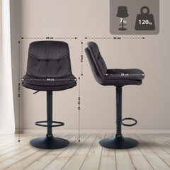 Barhocker Laurel Samt schwarz - schwarz
