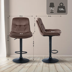 Barhocker Laurel Samt schwarz - braun