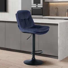 Barhocker Laurel Samt schwarz - blau