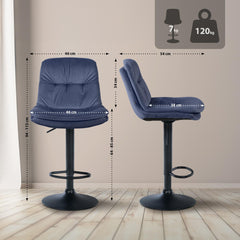 Barhocker Laurel Samt schwarz - blau