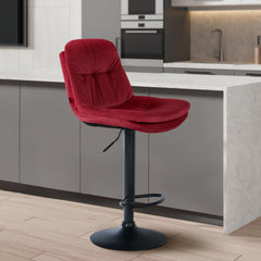 Barhocker Laurel Samt schwarz - rot