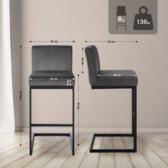 Barhocker Hopewell Samt B - grau