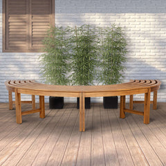 Baumbank Male 250 cm halbrund OHNE R�ckenlehne - teak
