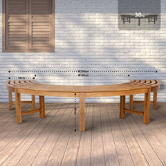Baumbank Male 250 cm halbrund OHNE R�ckenlehne - teak