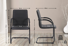 Set di 2 sedie visite Tira in pelle sintetica nera, design robusto e comfort ottimale per ambienti moderni.