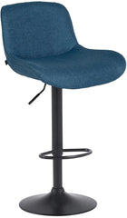 Barhocker Solon Schwarz Stoff - blau