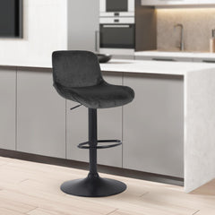 Barhocker Solon Schwarz Samt - schwarz