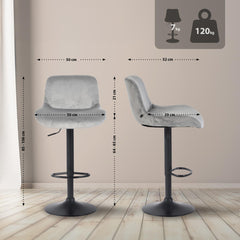 Barhocker Solon Schwarz Samt - grau