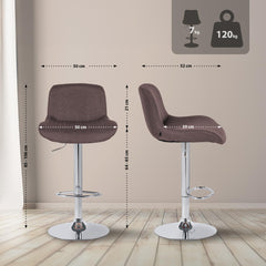 Barhocker Solon Chrom Stoff - dunkelbraun
