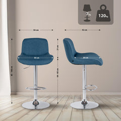 Barhocker Solon Chrom Stoff - blau