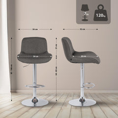 Barhocker Solon Chrom Stoff - dunkelgrau