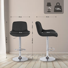 Barhocker Solon Chrom Stoff - schwarz