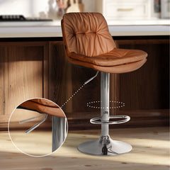 Barhocker Laurel Kunstleder chrom - hellbraun