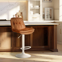 Barhocker Laurel Kunstleder wei� - hellbraun