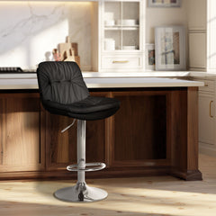 Barhocker Laurel Kunstleder chrom - schwarz