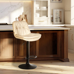Barhocker Laurel Kunstleder schwarz - creme