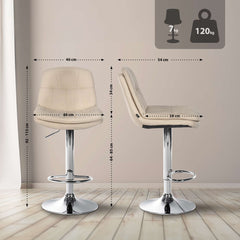 Barhocker Laurel Stoff chrom - creme