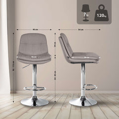 Barhocker Laurel Stoff chrom - grau