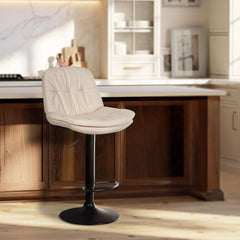 Barhocker Laurel Stoff schwarz - creme