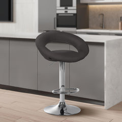 Barhocker Olinda Stoff chrom - dunkelgrau
