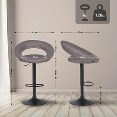 Barhocker Olinda Stoff schwarz - grau