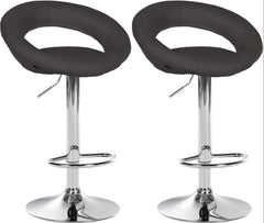 2er Set Barhocker Olinda Stoff Chrom - dunkelgrau