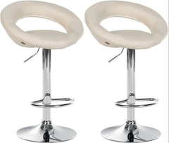 2er Set Barhocker Olinda Stoff Chrom - creme