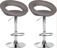 2er Set Barhocker Olinda Stoff Chrom - grau