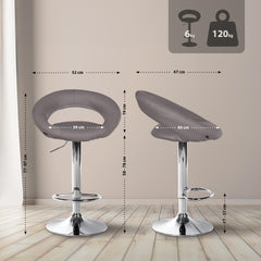 2er Set Barhocker Olinda Stoff Chrom - grau