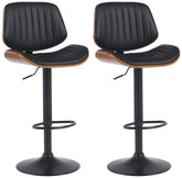 2er Set Barhocker Clawson Kunstleder schwarz - walnuss/schwarz