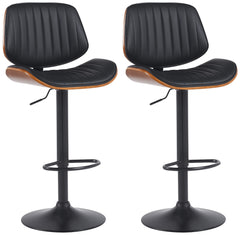 2er Set Barhocker Clawson Kunstleder schwarz - walnuss/schwarz