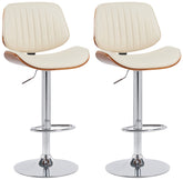 2er Set Barhocker Clawson Kunstleder chrom - walnuss/creme