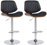 2er Set Barhocker Clawson Kunstleder chrom - walnuss/schwarz