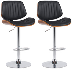 2er Set Barhocker Clawson Kunstleder chrom - walnuss/schwarz