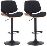 2er Set Barhocker Clawson Stoff schwarz - walnuss/schwarz