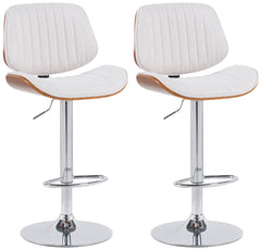 2er Set Barhocker Clawson Stoff chrom - walnuss/creme