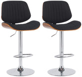 2er Set Barhocker Clawson Stoff chrom - walnuss/schwarz