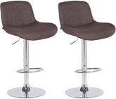Set di 2 sgabelli da bar Solon in cromato e tessuto marrone scuro, design moderno e comfort elevato.