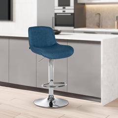 2er Set Barhocker Solon Chrom Stoff - blau