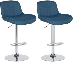 2er Set Barhocker Solon Chrom Stoff - blau