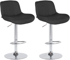 Set di 2 barhocker Solon in cromato con seduta imbottita nera, design moderno e comfort elevato.